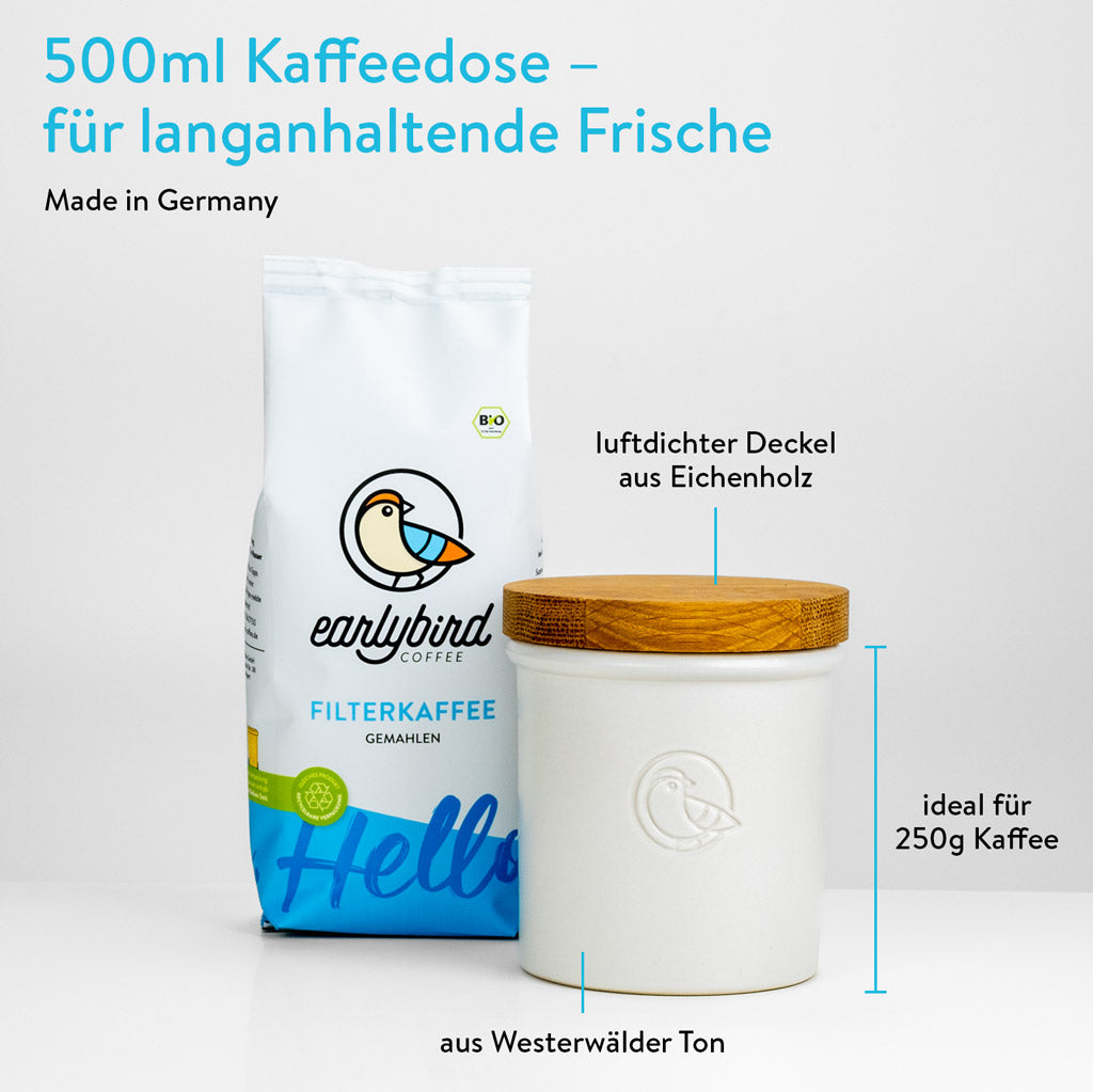 Die Vorteile der earlybird Kaffeedose für 500ml: Made in Germany für langanhaltende Frische 
