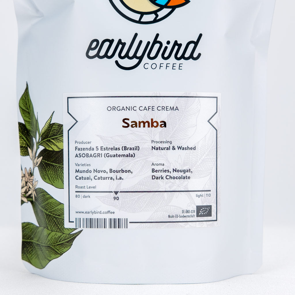 Produktdetails zu Spezialitätenkaffee Samba für den Vollautomaten von earlybird coffee